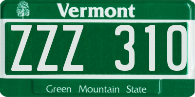 VT license plate ZZZ310