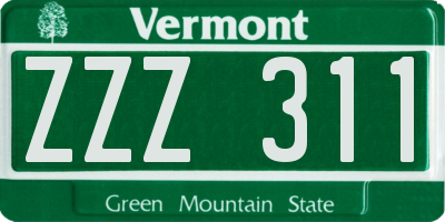 VT license plate ZZZ311