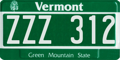 VT license plate ZZZ312