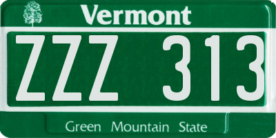 VT license plate ZZZ313