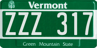 VT license plate ZZZ317