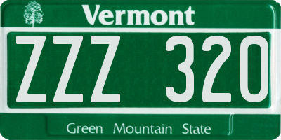 VT license plate ZZZ320