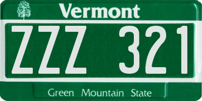 VT license plate ZZZ321