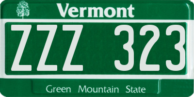 VT license plate ZZZ323