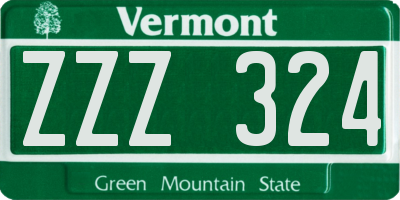 VT license plate ZZZ324