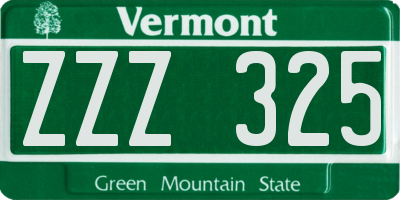 VT license plate ZZZ325