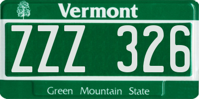 VT license plate ZZZ326