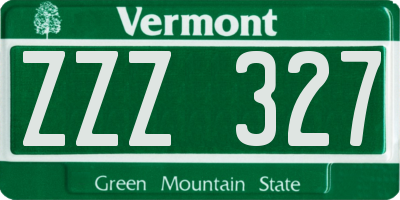 VT license plate ZZZ327