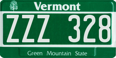 VT license plate ZZZ328