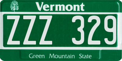 VT license plate ZZZ329