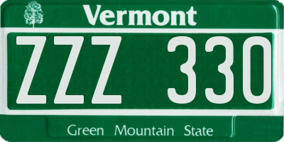 VT license plate ZZZ330