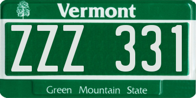 VT license plate ZZZ331