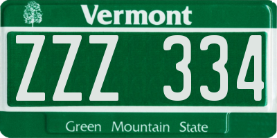 VT license plate ZZZ334