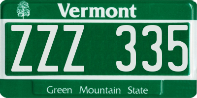 VT license plate ZZZ335