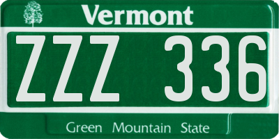 VT license plate ZZZ336