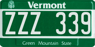 VT license plate ZZZ339