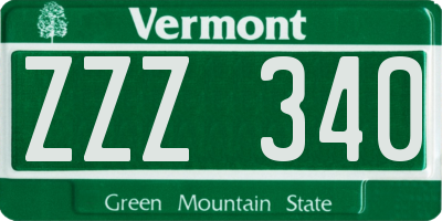 VT license plate ZZZ340