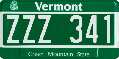 VT license plate ZZZ341