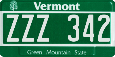 VT license plate ZZZ342