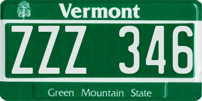 VT license plate ZZZ346