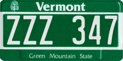VT license plate ZZZ347