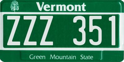 VT license plate ZZZ351