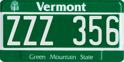 VT license plate ZZZ356
