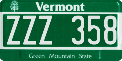 VT license plate ZZZ358