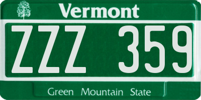 VT license plate ZZZ359
