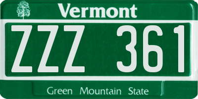 VT license plate ZZZ361