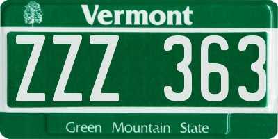 VT license plate ZZZ363