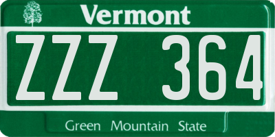 VT license plate ZZZ364