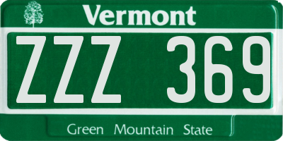 VT license plate ZZZ369