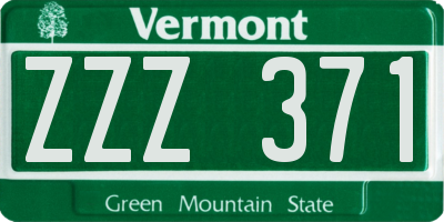 VT license plate ZZZ371