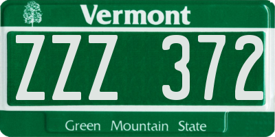 VT license plate ZZZ372