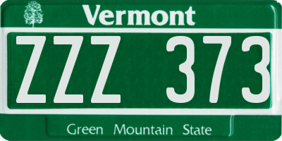 VT license plate ZZZ373