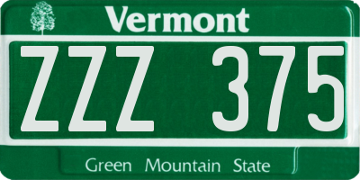 VT license plate ZZZ375