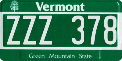 VT license plate ZZZ378
