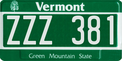 VT license plate ZZZ381