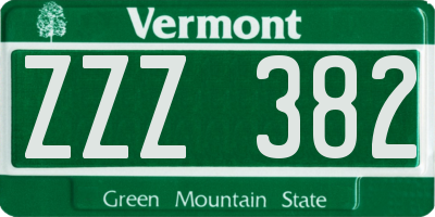 VT license plate ZZZ382