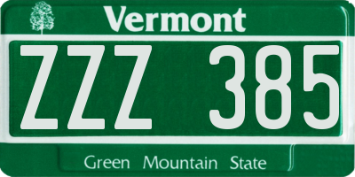 VT license plate ZZZ385