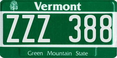 VT license plate ZZZ388