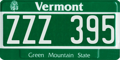 VT license plate ZZZ395