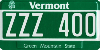 VT license plate ZZZ400