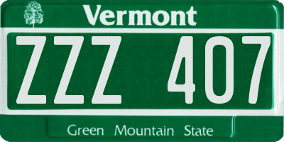 VT license plate ZZZ407