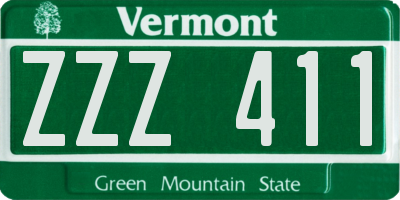 VT license plate ZZZ411