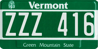 VT license plate ZZZ416