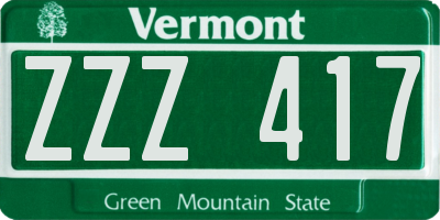 VT license plate ZZZ417