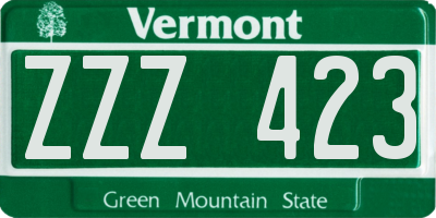 VT license plate ZZZ423