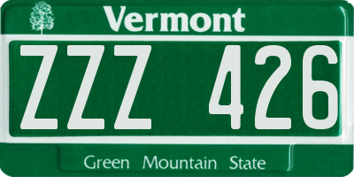 VT license plate ZZZ426
